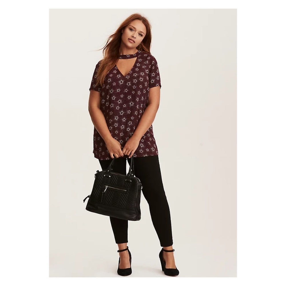 Torrid Purple Star Print Crepe Keyhole Tunic Top